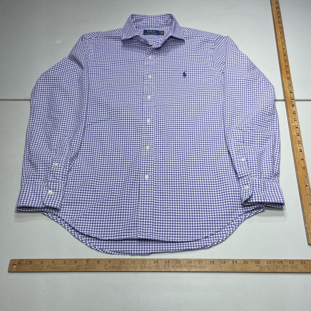 Ralph Lauren size medium Purple and White Gingham Shirt Oxford Cloth Shirt